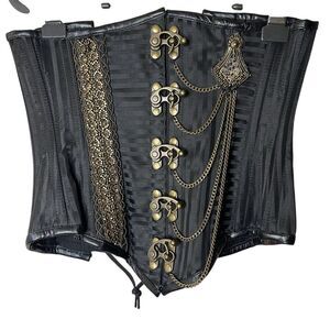 Vintage Goth Women's Black Underbust Corset S Steampunk Gothic Cosplay